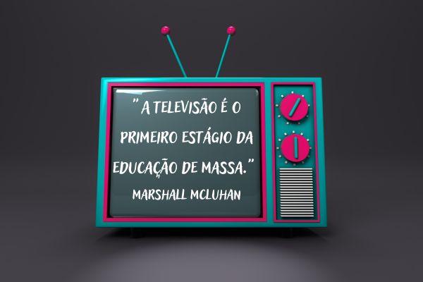 frases sobre televisão uma televisão verde e rosa com frase na tela