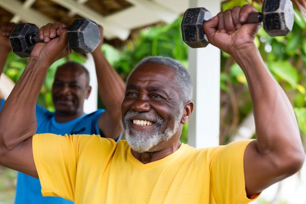 benefícios do sexo homem negro levantando peso representando benefícios do sexo