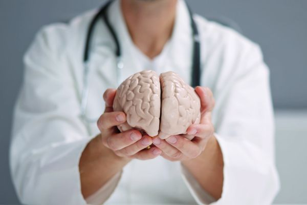 cérebro - consciencia médico segurando cérebro