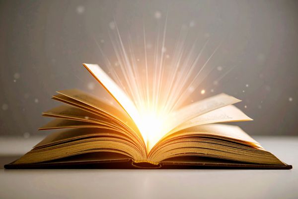 livro aberto saindo luz