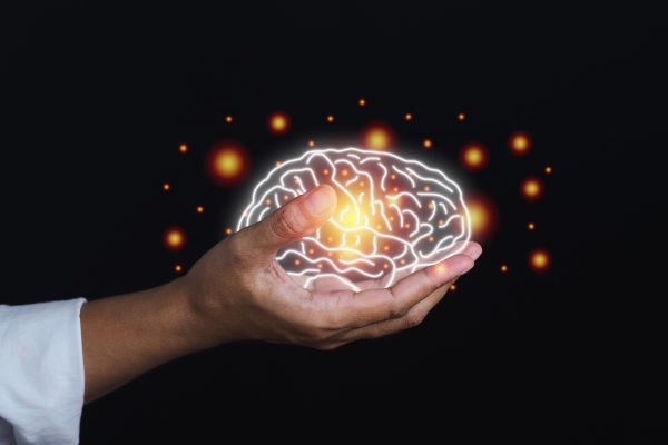 como aumentar a mentalidade uma mão segurando o cérebro