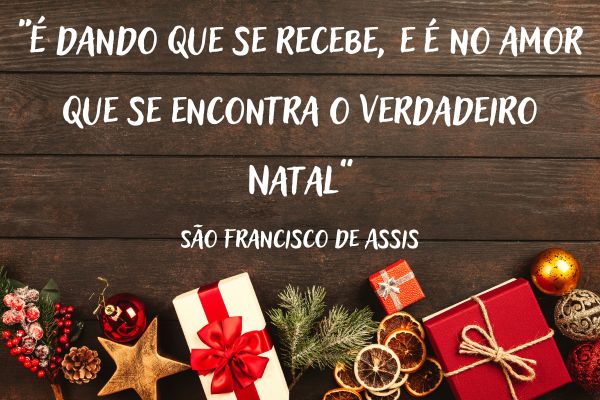frases de natal em quadro de madeira com presentes