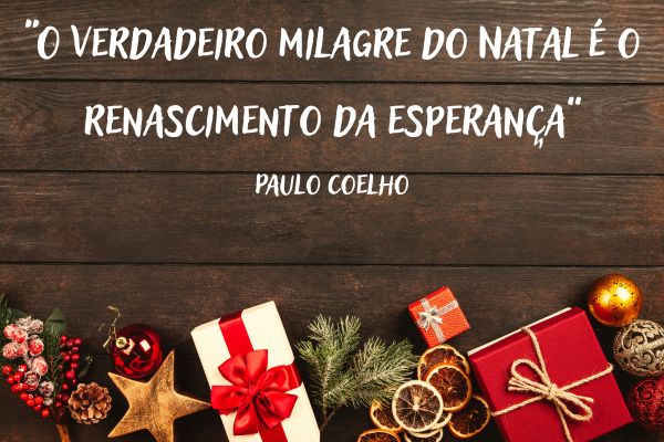 frases de natal em quadro de madeira com presentes