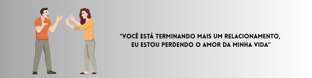 desenho de homem e mulher representando briga com a frase narcisista