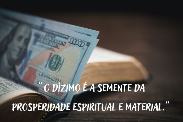 frases do dízimo bíblia aberta com dinheiro