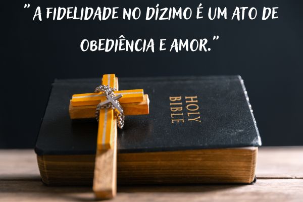 frases do dízimo uma bíblia com uma cruz em cima