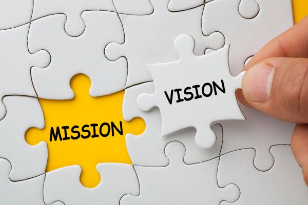 missao ikigai missão e visão escrita em ingles em forma de quebra cabeça