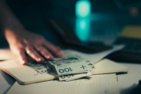qual divida pagar primeiro organização financeira mão organizando dinheiro em mesa representando decisão de qual dívida pagar primeiro