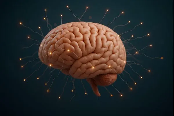 treinar-cerebro-nao-fugir-medo cérebro com conexões neurais ativas simbolizando reprogramação mental para vencer o medo e parar de fugir