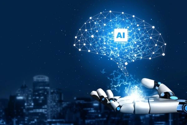Ilustração de inteligência artificial representando o uso da IA na gestão de projetos para automatizar tarefas e apoiar decisões.